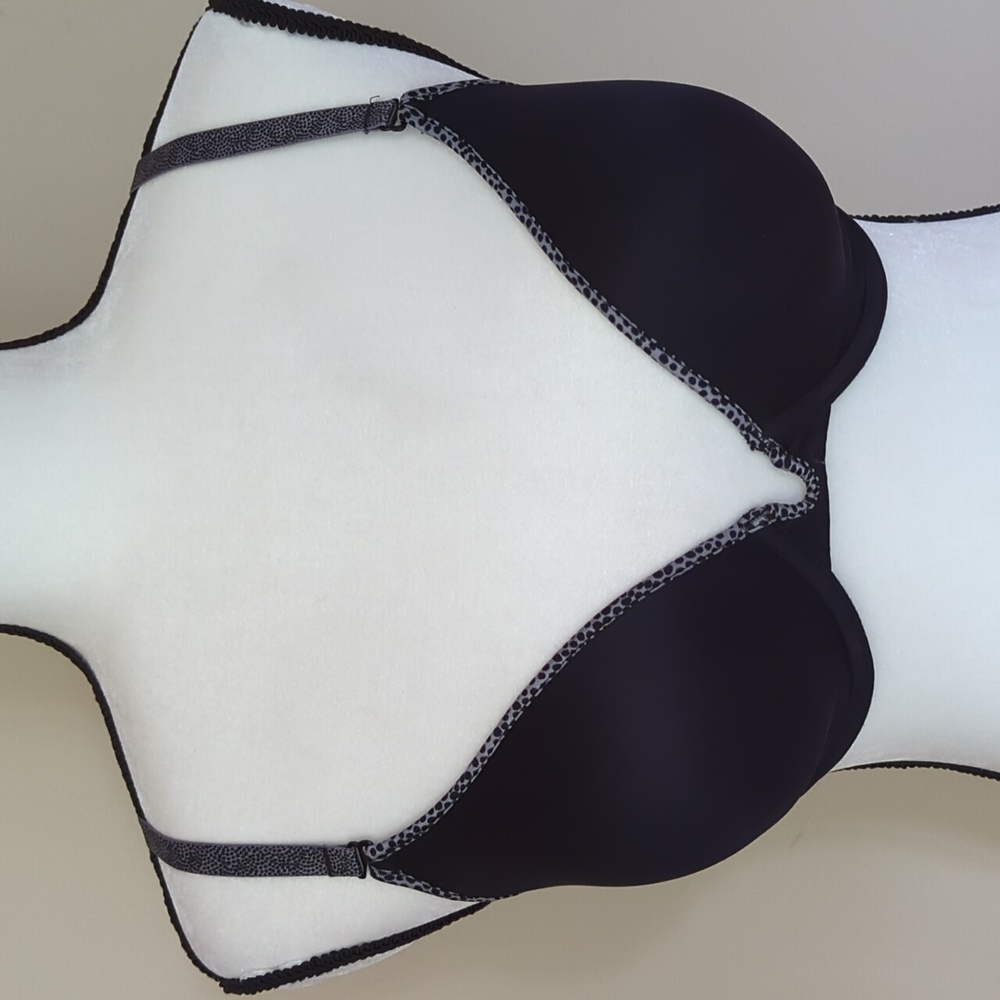 Lily of France Animal Print Underwire Convertible Bra 36D Black Gray